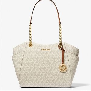 Michael Kors Monogram Cream Shoulder Bag